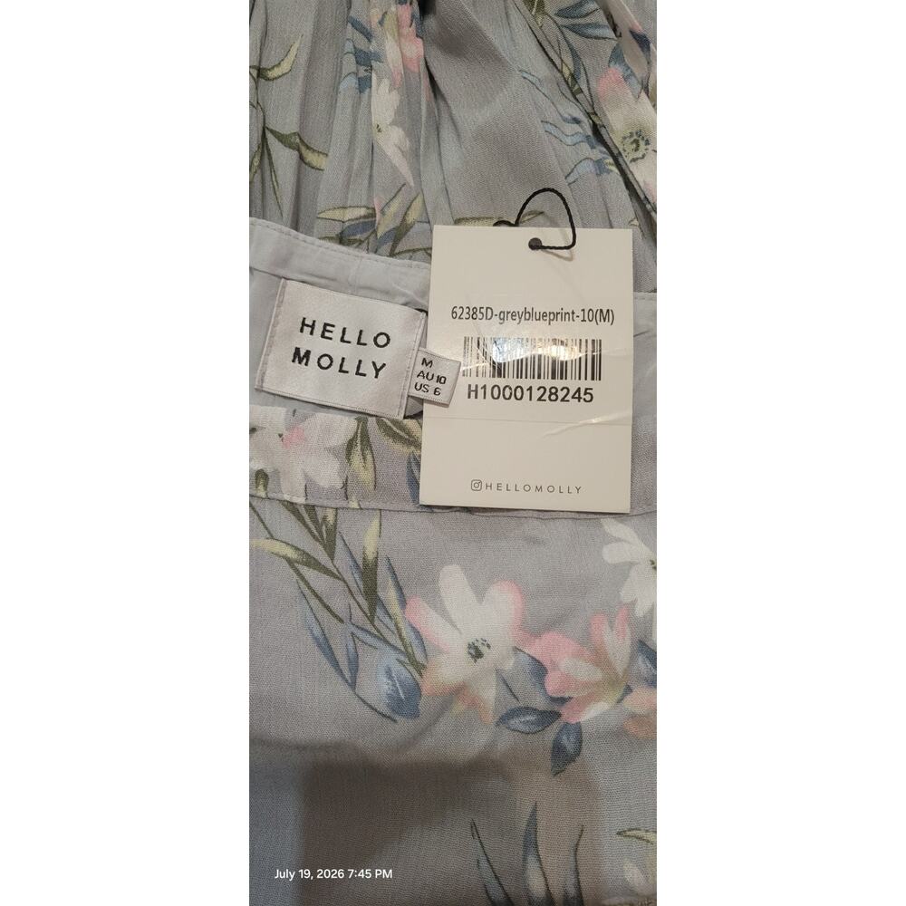 Hello Molly Wide Leg Jumpsuit Sun Dress Aldridge Sz M Dusty Blue Foral Fairycore - Picture 7 of 7